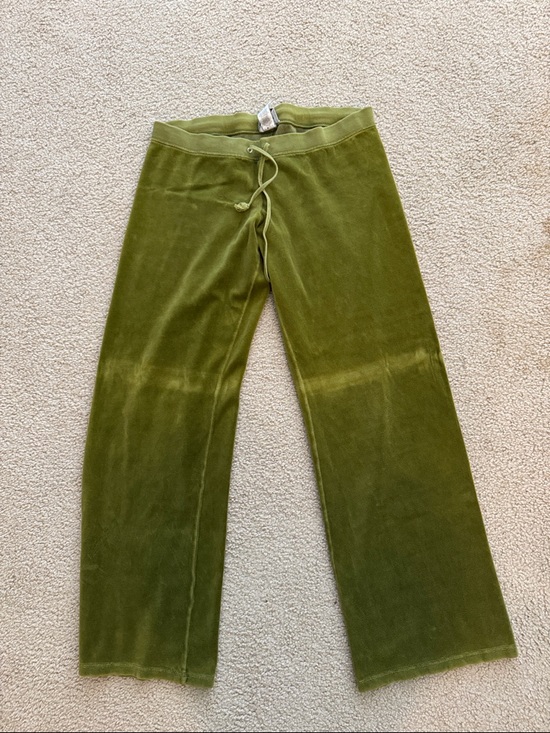 Juicy Couture Pants - Juicy Couture Olive Green Velour Track Pants